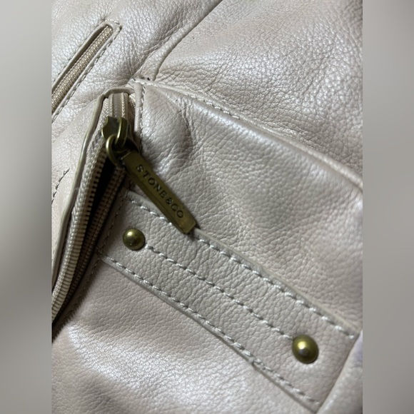 Vintage Stone & Co. Brown Tan Leather Shoulder Bag Purse - Picture 3 of 9